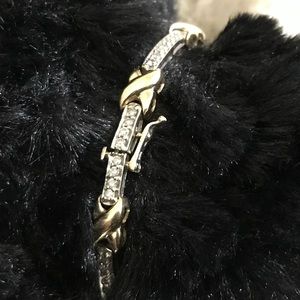 Diamond Gold”X” Hinged Bar Link Bracelet